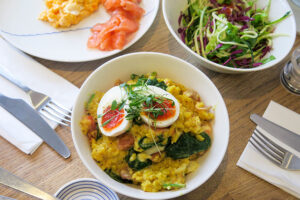 Kedgeree, House-Cured Var Salmon, Scambled Eggs at Snaps + Rye in Notting Hill, London