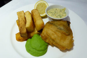Beer Battered Fish & Chips (ask for GF) at Refuel at the Soho Hotel in London