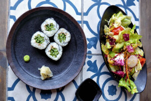 Kappa Sushi Maki and Green 'Yasai' Salad at Tootoomoo in London
