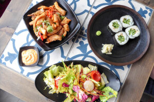 Sichimi Squid, Kappa Sushi Maki and Green 'Yasai' Salad at Tootoomoo in London