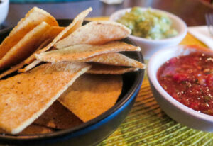 Guacamole with corn chips at Cafe Pacifico in London