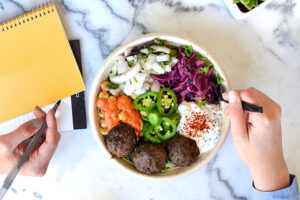 Falafel & Turkey Meatball Bowls at VERTS Mediterranean in Boston